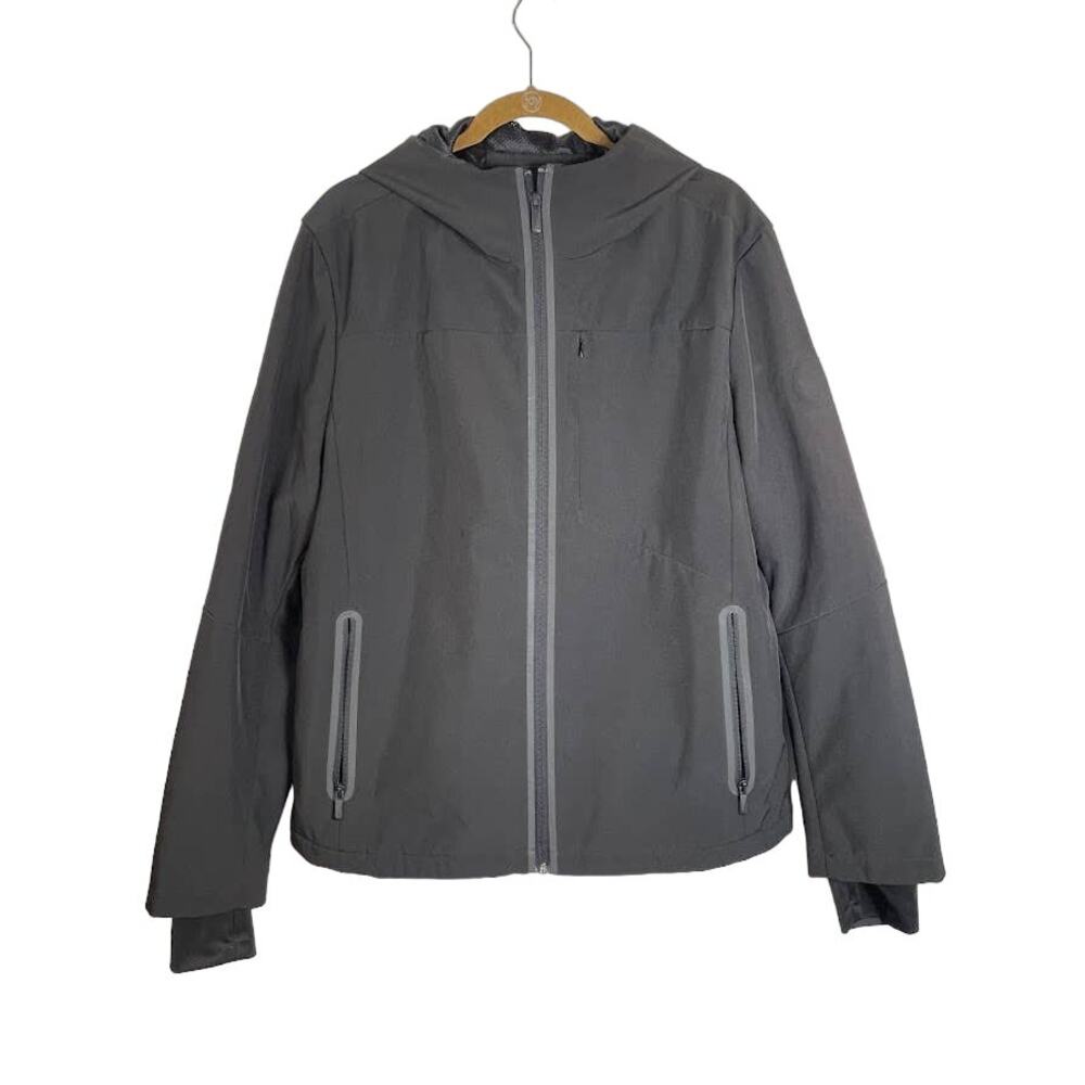 Calvin Klein Mens Black Coat Casual Full Zip Hooded Jacket Size Large Outerwear